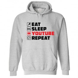 Eat Sleep YTube Repeat Funny Unisex Kids and Adults Pullover Hoodie For YouTube and Video Lovers